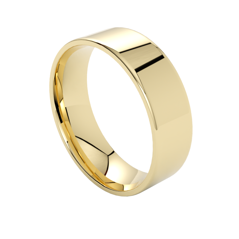 Ekskluzywna płaska obrączka ślubna z żółtego złota 585